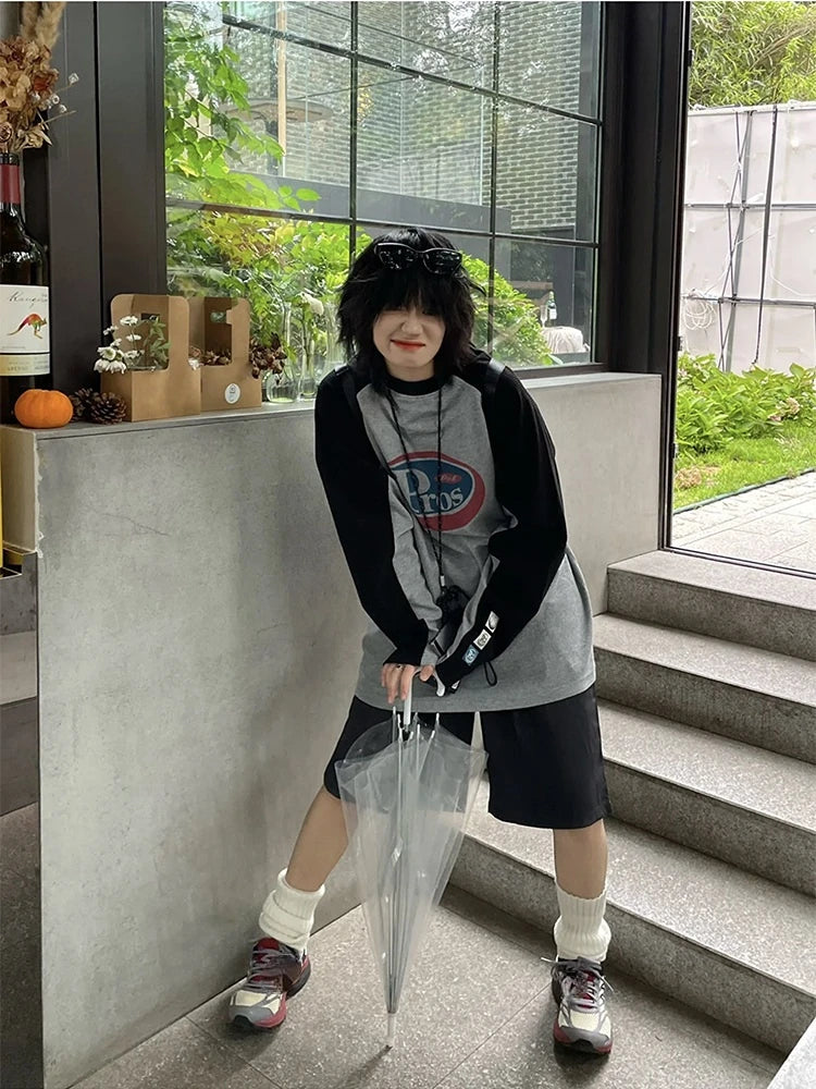 Harajuku Long Sleeve T-shirt Women Men Loose Y2k Top Grunge Aesthetic Clothes Vintage Graphic T Shirts Korean Camisetas Tee