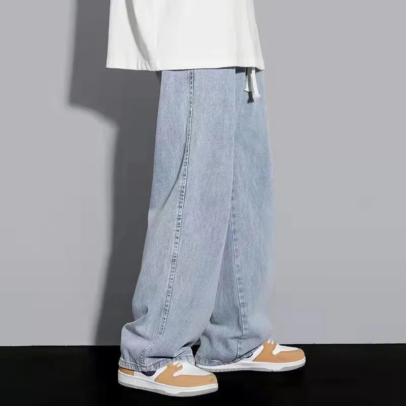 Men's Korean Style Wide Leg Baggy Jeans - Streetwear Denim