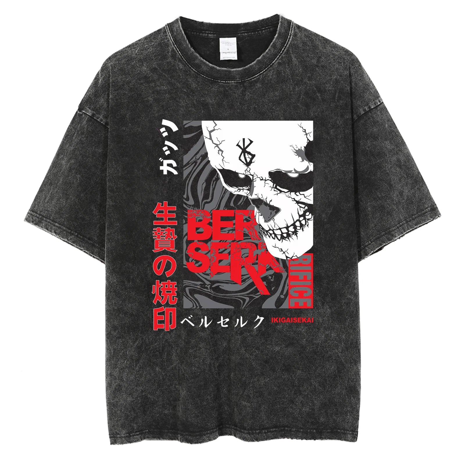 Men Oversized T-Shirts Washed Vintage Harajuku T-shirt Anime Graphic Print T Shirt Streetwear Cotton Loose Short Sleeve Tshirt