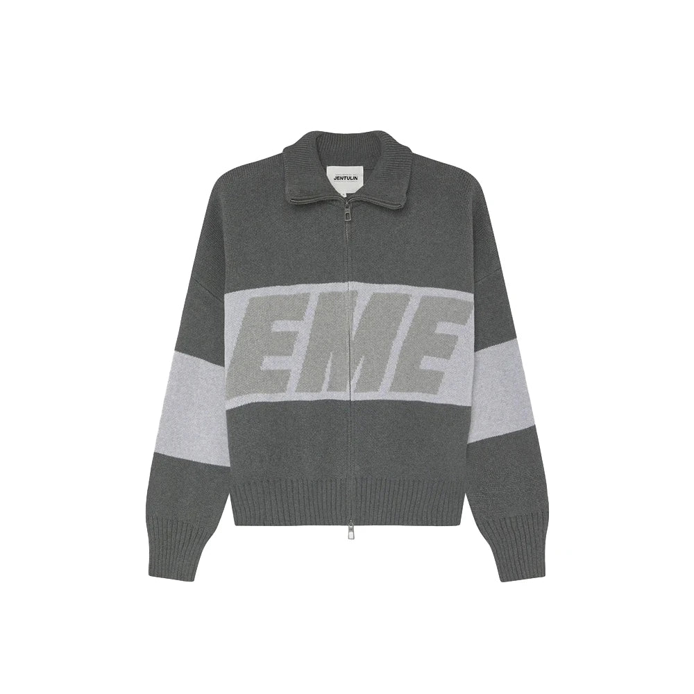 Retro Harajuku Men Spliced Zip up Knit Sweater Cardigan Fashionable Casual Sweater American Y2k Letter Embroidery Clothe Women