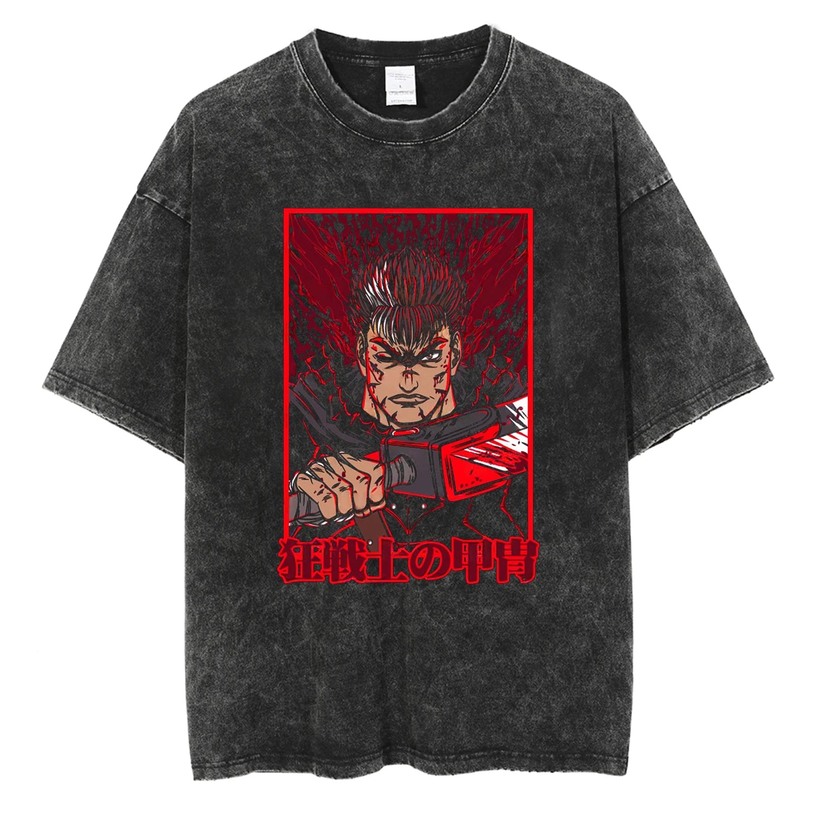 Men Oversized T-Shirts Washed Vintage Harajuku T-shirt Anime Graphic Print T Shirt Streetwear Cotton Loose Short Sleeve Tshirt