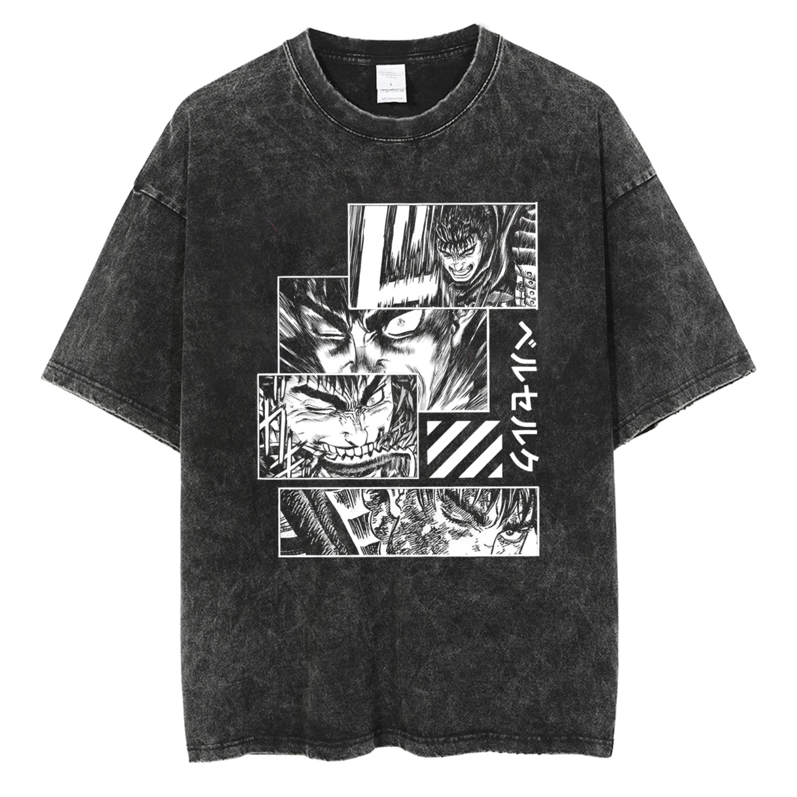 Men Oversized T-Shirts Washed Vintage Harajuku T-shirt Anime Graphic Print T Shirt Streetwear Cotton Loose Short Sleeve Tshirt
