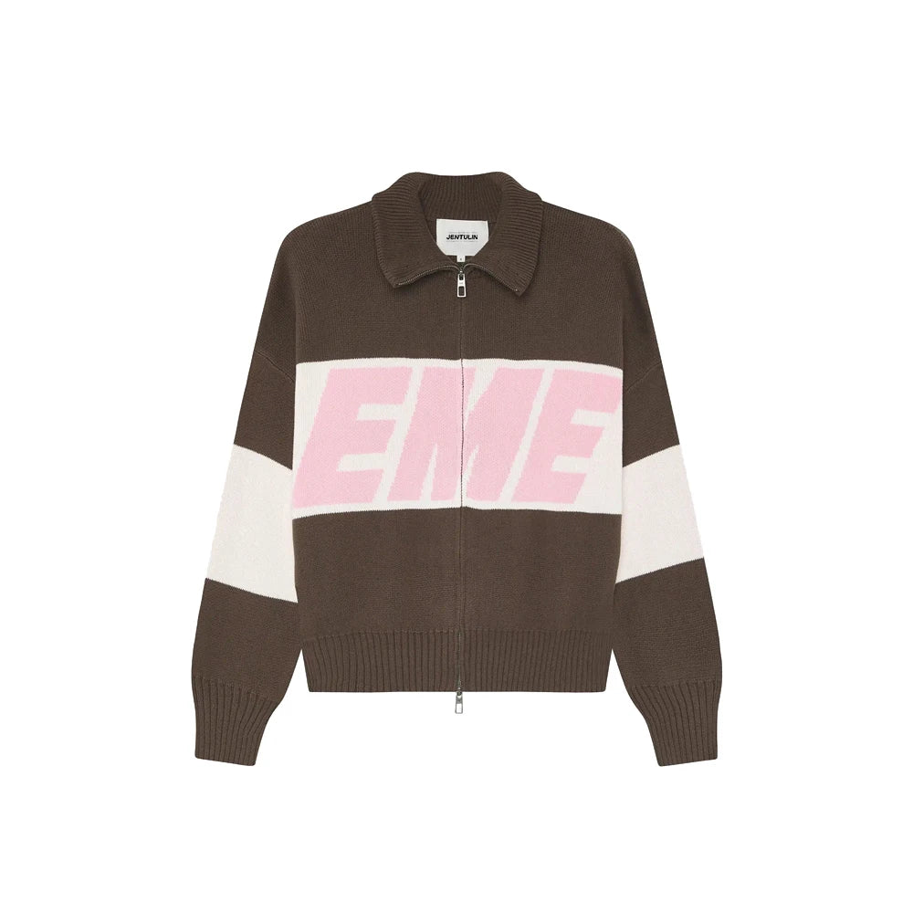 Retro Harajuku Men Spliced Zip up Knit Sweater Cardigan Fashionable Casual Sweater American Y2k Letter Embroidery Clothe Women