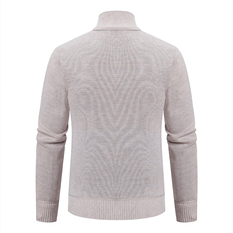 Thickened jacket men's autumn and winter warm trend line stand collar knitted cardigan sweater coat