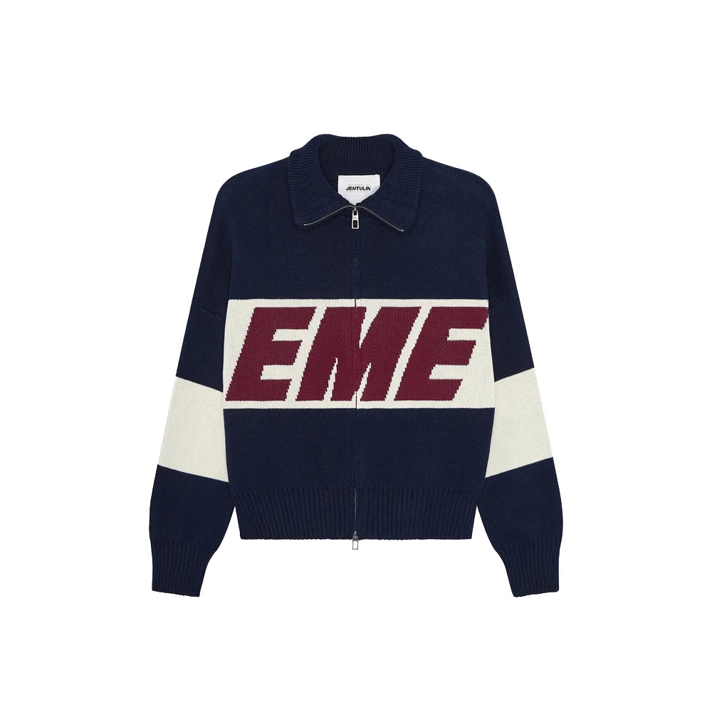 Retro Harajuku Men Spliced Zip up Knit Sweater Cardigan Fashionable Casual Sweater American Y2k Letter Embroidery Clothe Women