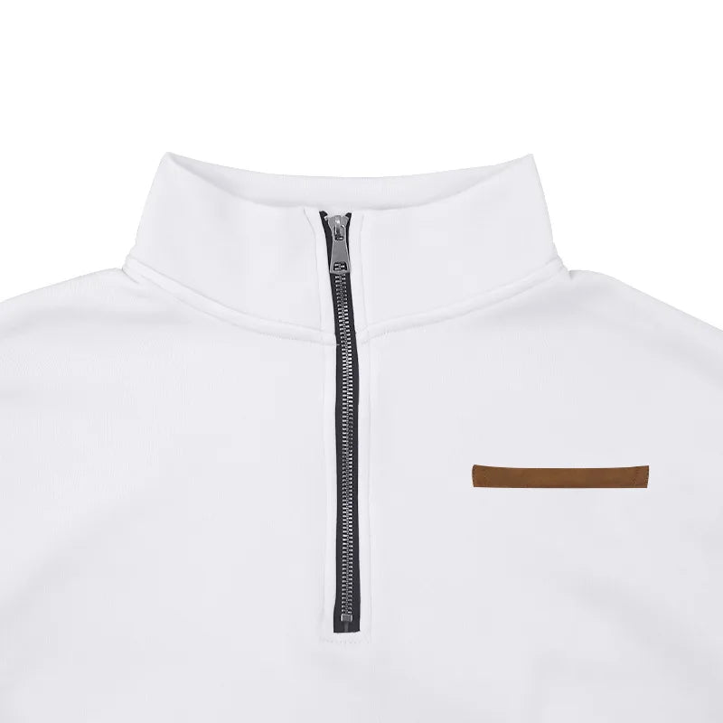 American autumn and winter heavy fleece long-sleeved men's sweater half zipper loose stand-up collar pullover men's sweater