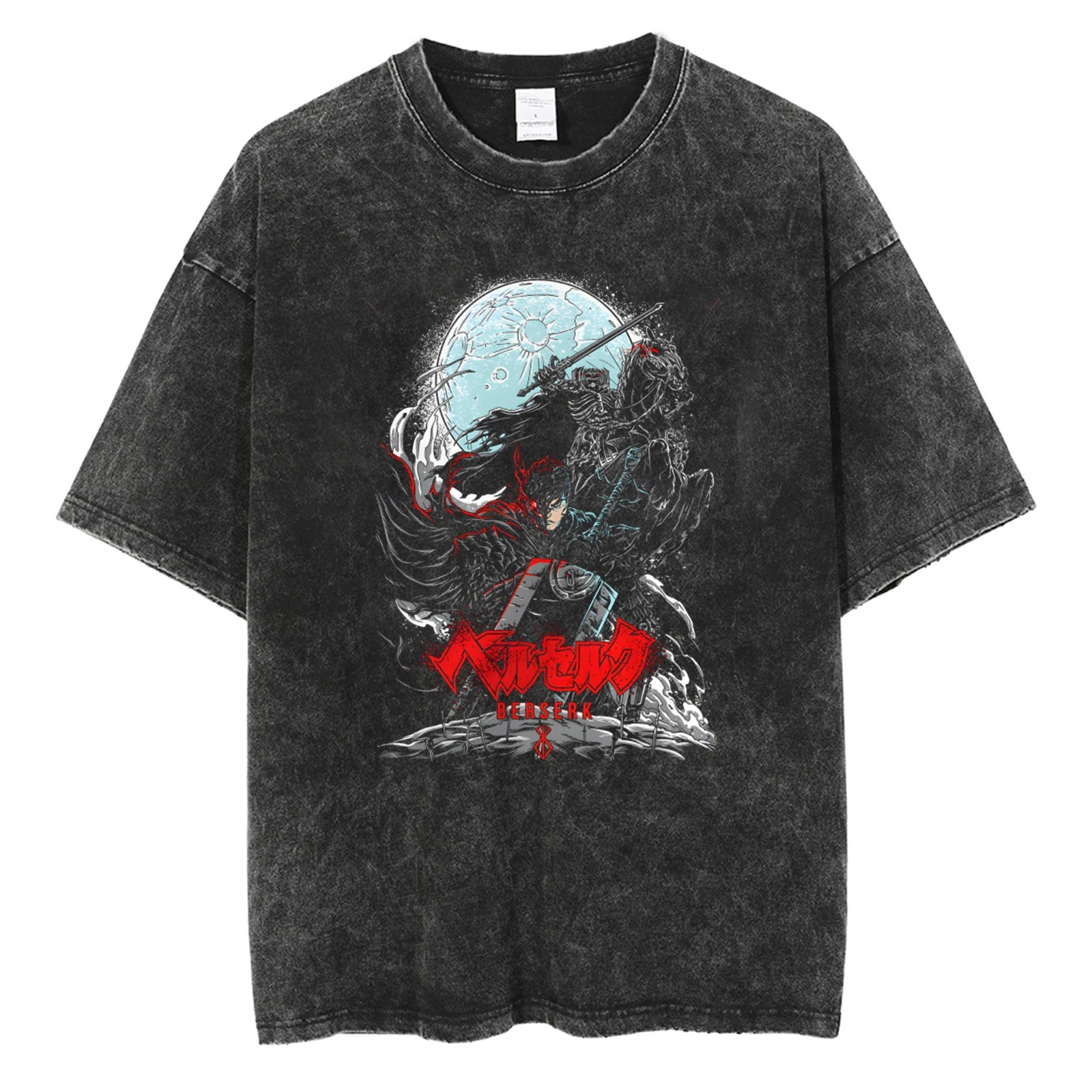 Men Oversized T-Shirts Washed Vintage Harajuku T-shirt Anime Graphic Print T Shirt Streetwear Cotton Loose Short Sleeve Tshirt