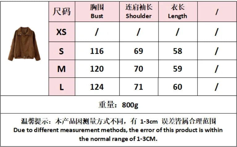 2025 New Autumn Women's Faux Suede Jacket Long Sleeve Lapel Zipper Coat Vintage Brown Outwears Lady Fashion Streetwear