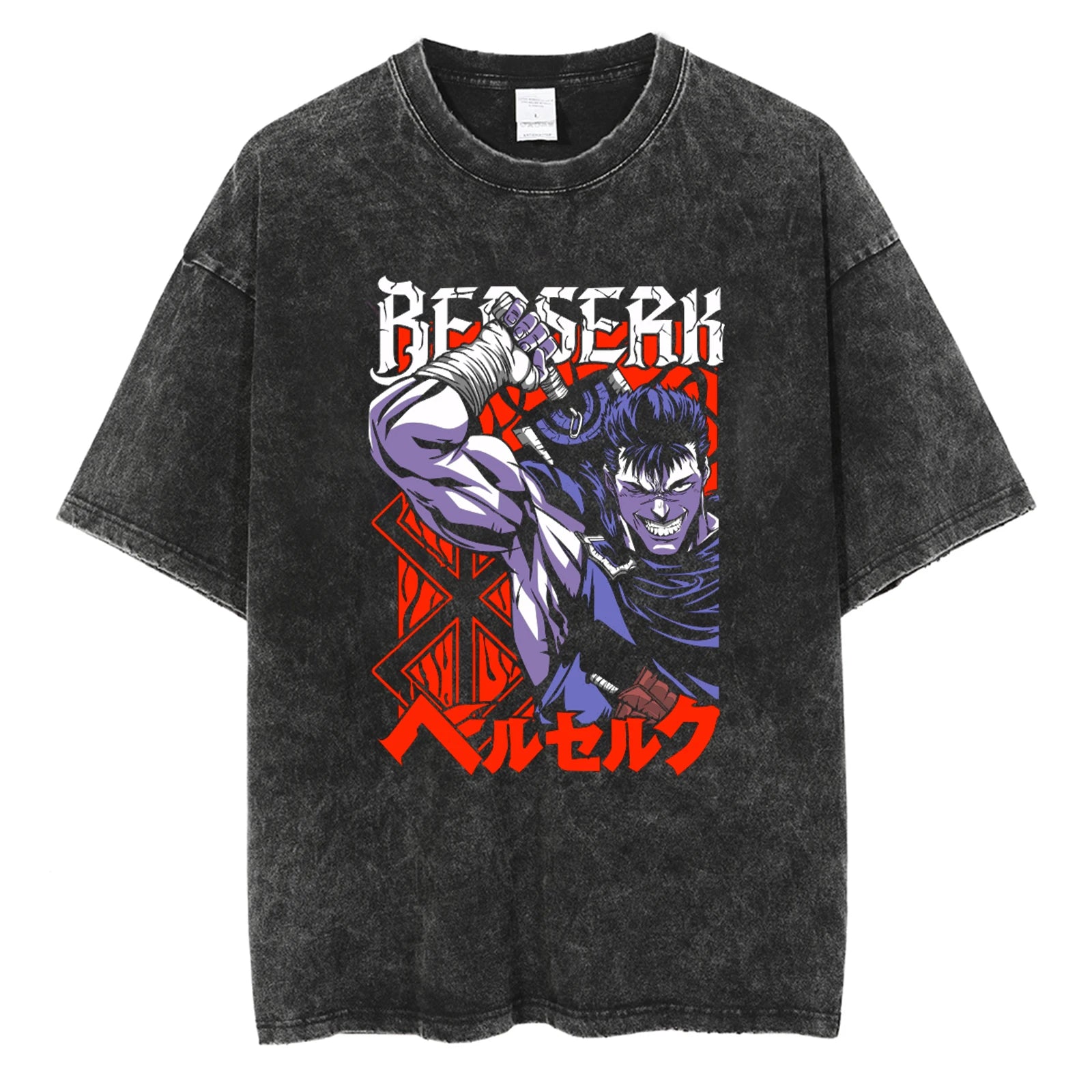 Men Oversized T-Shirts Washed Vintage Harajuku T-shirt Anime Graphic Print T Shirt Streetwear Cotton Loose Short Sleeve Tshirt