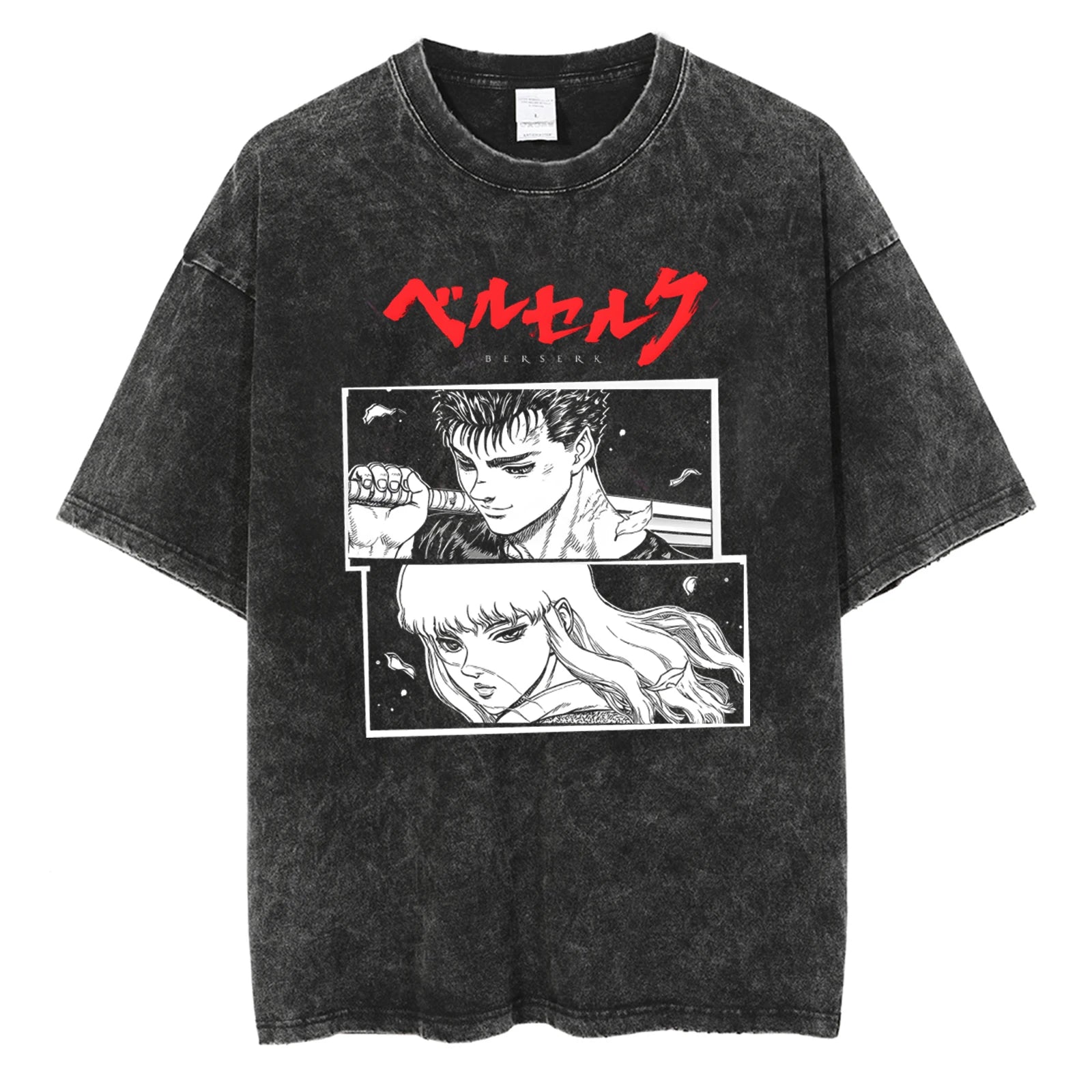 Men Oversized T-Shirts Washed Vintage Harajuku T-shirt Anime Graphic Print T Shirt Streetwear Cotton Loose Short Sleeve Tshirt