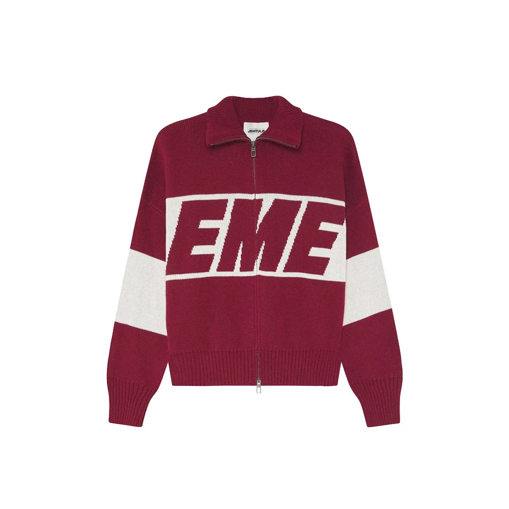 Retro Harajuku Men Spliced Zip up Knit Sweater Cardigan Fashionable Casual Sweater American Y2k Letter Embroidery Clothe Women