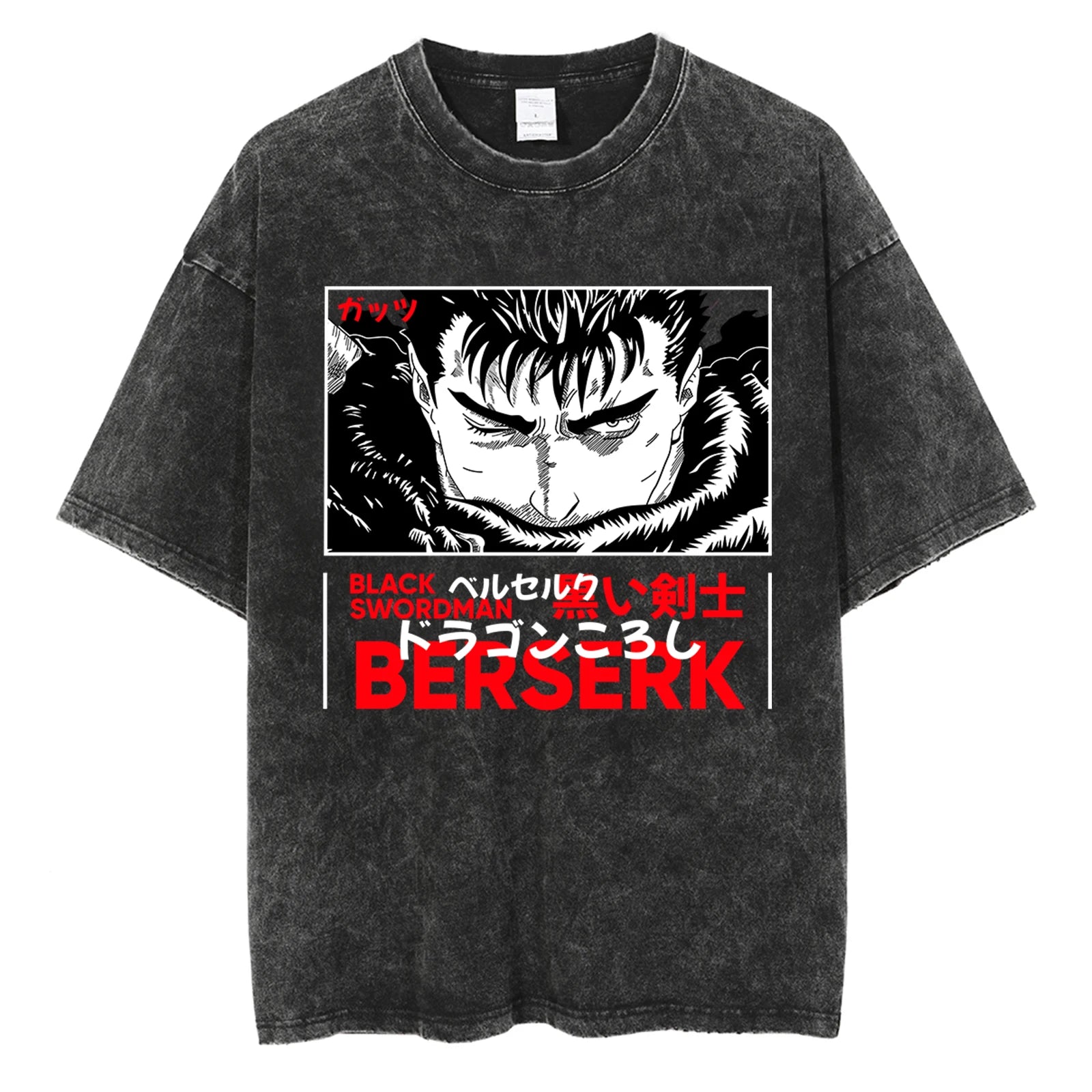 Men Oversized T-Shirts Washed Vintage Harajuku T-shirt Anime Graphic Print T Shirt Streetwear Cotton Loose Short Sleeve Tshirt