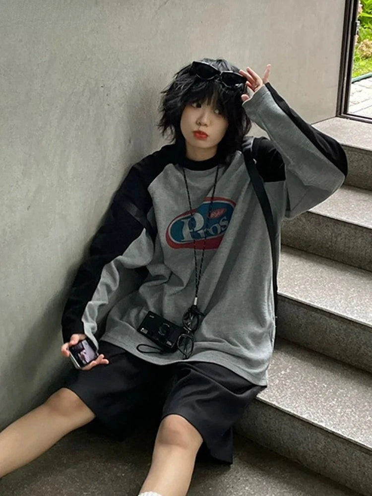 Harajuku Long Sleeve T-shirt Women Men Loose Y2k Top Grunge Aesthetic Clothes Vintage Graphic T Shirts Korean Camisetas Tee