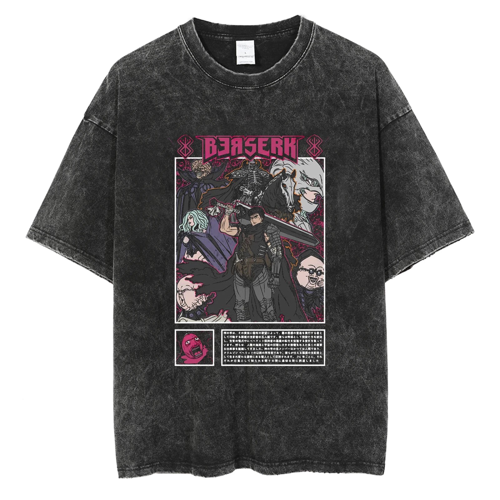 Men Oversized T-Shirts Washed Vintage Harajuku T-shirt Anime Graphic Print T Shirt Streetwear Cotton Loose Short Sleeve Tshirt