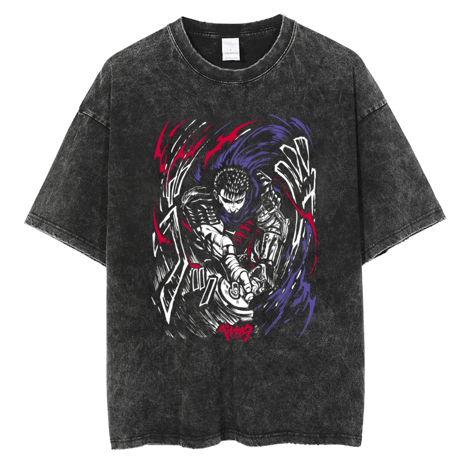 Men Oversized T-Shirts Washed Vintage Harajuku T-shirt Anime Graphic Print T Shirt Streetwear Cotton Loose Short Sleeve Tshirt