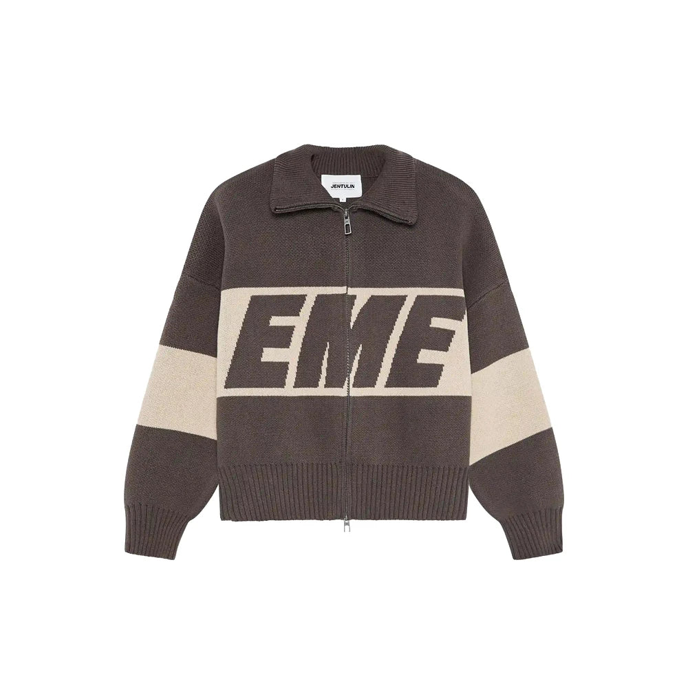 Retro Harajuku Men Spliced Zip up Knit Sweater Cardigan Fashionable Casual Sweater American Y2k Letter Embroidery Clothe Women