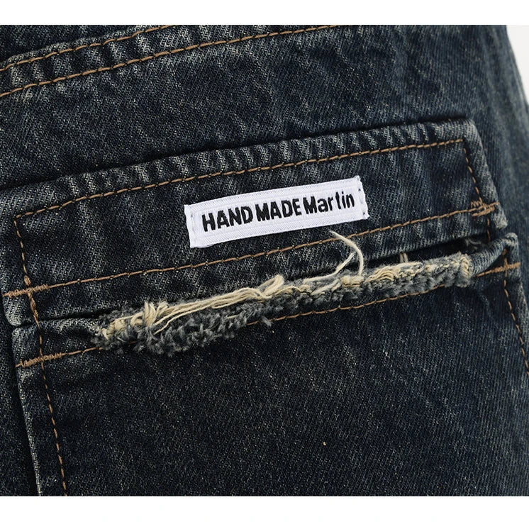 Harajuku Streetwear Retro Fashion Autumn Women High Waist Jeans Loose Wide Leg Straight Loose Denim Trousers Y2K Baggy Pants