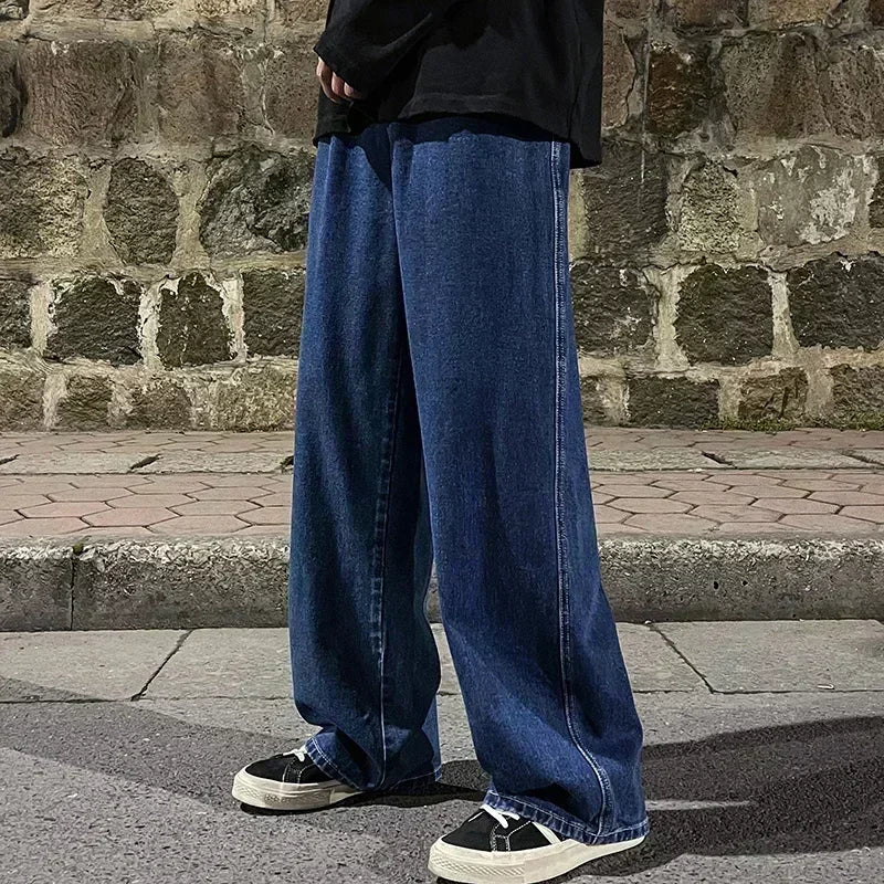 Men's Korean Style Wide Leg Baggy Jeans - Streetwear Denim
